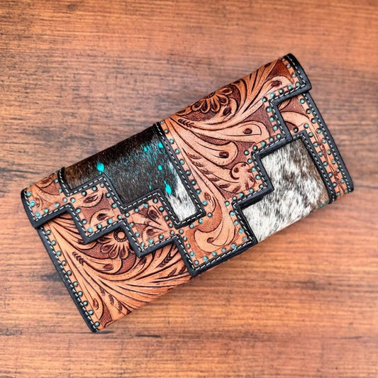 Geometric Cowhide Wallet