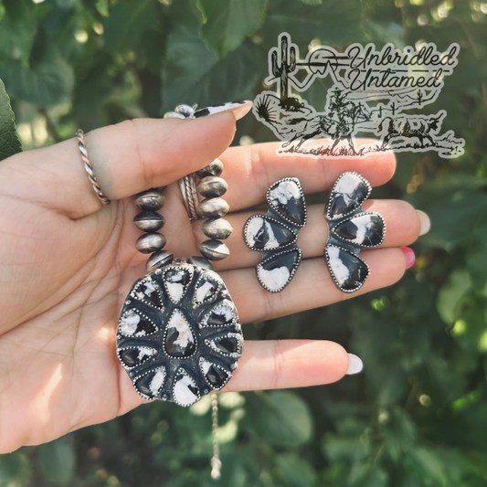 White Buffalo Cluster Pendant / Earrings Set