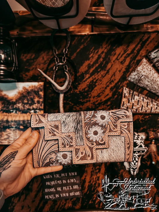 Geometric Cowhide Wallet