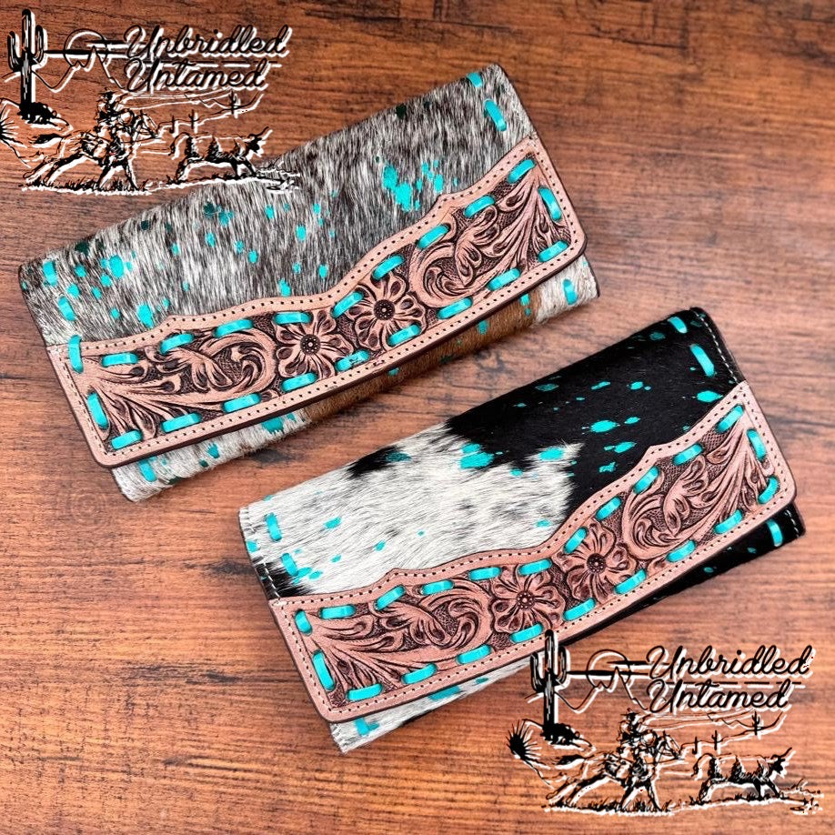 Acid Wash Cowhide Wallet