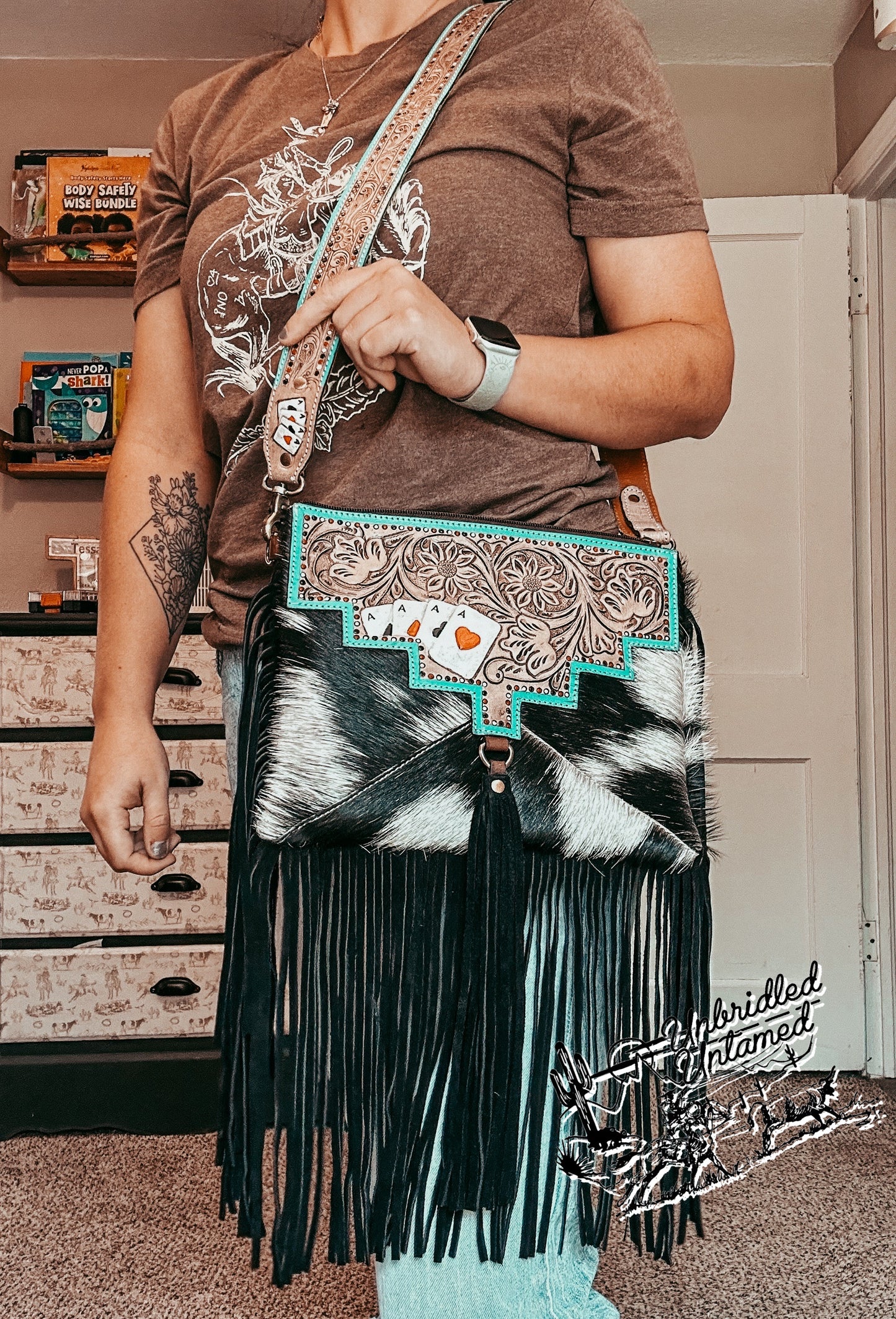 Gamblers Cowhide Fringe Crossbody