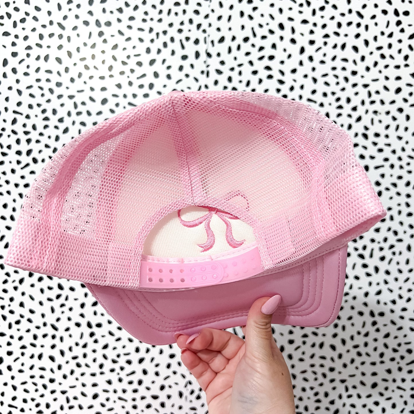 Coquette Bow Embroidered Pink Trucker Hat Preorder