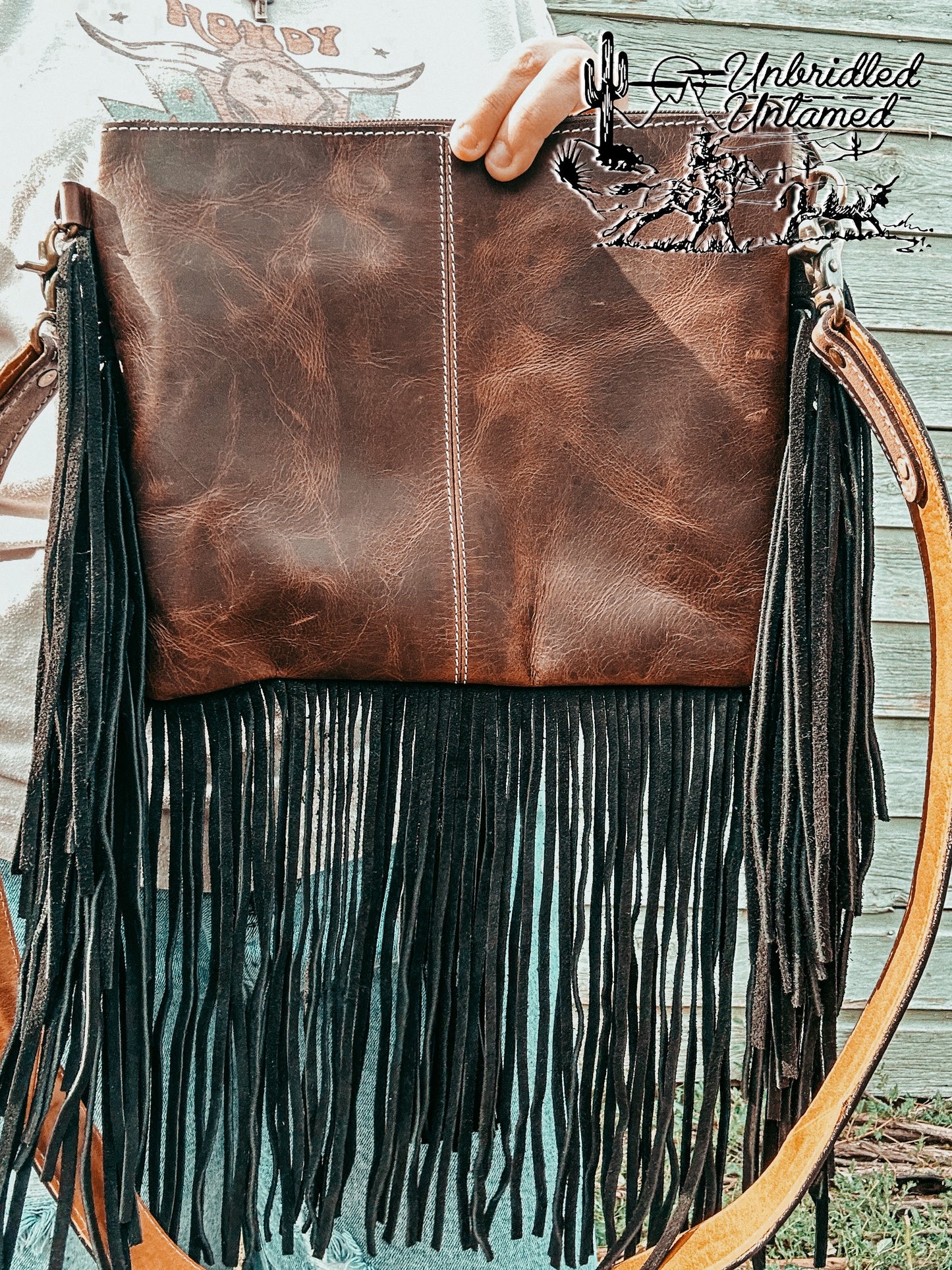 Gamblers Cowhide Fringe Crossbody