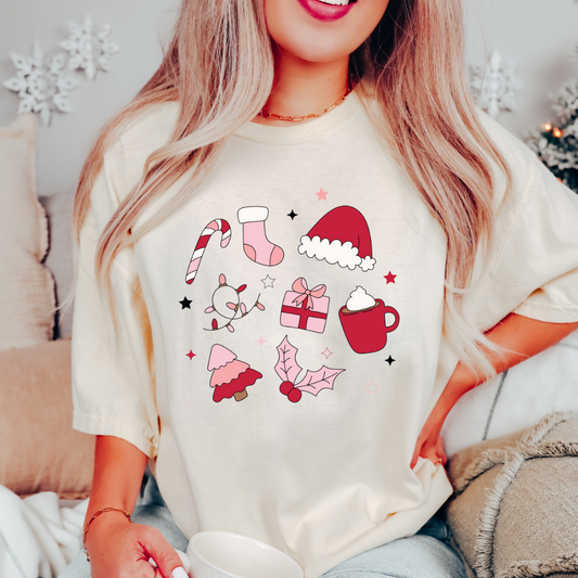 Pink Christmas Comfort Colors Graphic Tee Preorder