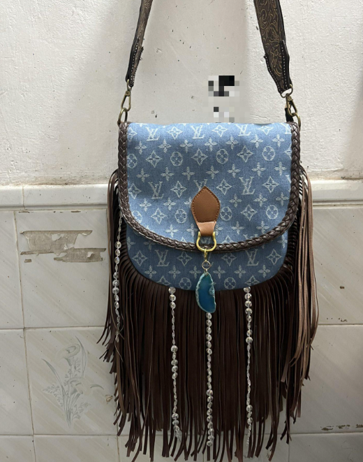 Denim Faux LV Crossbody