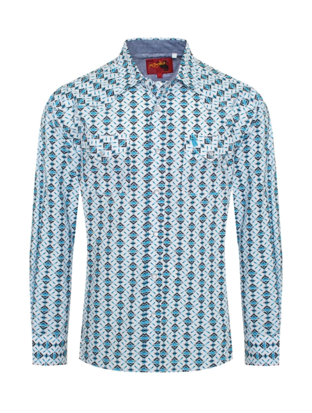 Mens Aztec Pearl Snap Long Sleeve