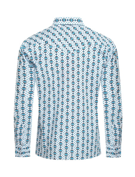 Mens Aztec Pearl Snap Long Sleeve