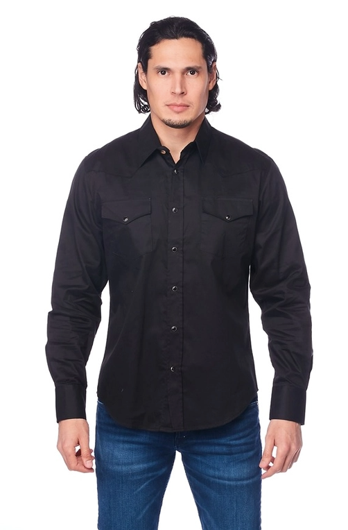 Men's Long-Sleeve Twill Western Pearl Snap